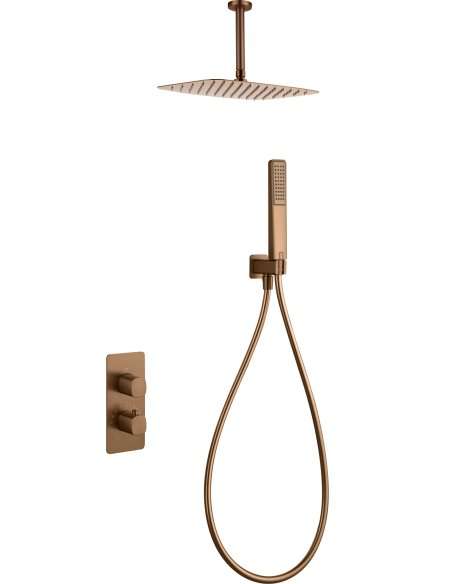 CONJUNTO DUCHA TERMOSTÁTICO EMPOTRADO AREZZO ORO ROSA CEPILLADO GTA068/ORC