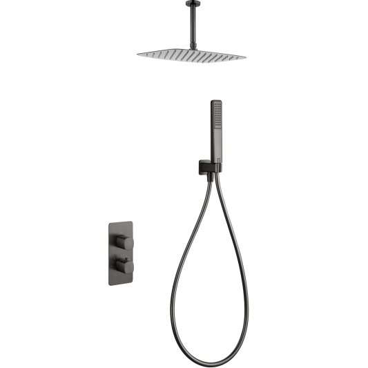 CONJUNTO DUCHA TERMOSTÁTICO EMPOTRADO AREZZO BLACK GUN METAL GTA068/BGM