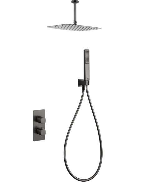 CONJUNTO DUCHA TERMOSTÁTICO EMPOTRADO AREZZO BLACK GUN METAL GTA068/BGM