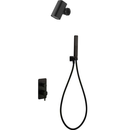 CONJUNTO DUCHA MONOMANDO EMPOTRADO TOSCANA CON ROCIADOR TUBE NEGRO MATE GPT064-T/NG