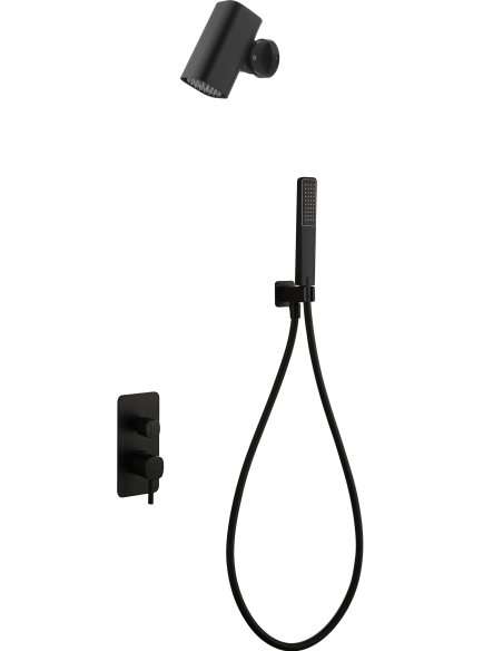 CONJUNTO DUCHA MONOMANDO EMPOTRADO TOSCANA CON ROCIADOR TUBE NEGRO MATE GPT064-T/NG