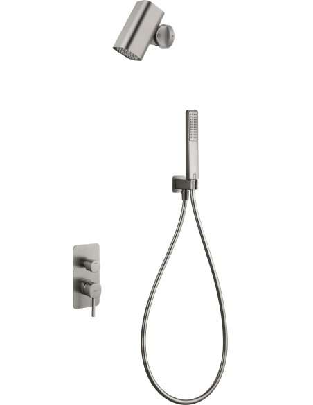 CONJUNTO DUCHA MONOMANDO EMPOTRADO TOSCANA CON ROCIADOR TUBE NÍQUEL CEPILLADO GPT064-T/NQ