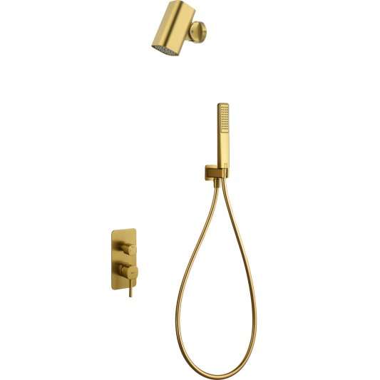 CONJUNTO DUCHA MONOMANDO EMPOTRADO TOSCANA CON ROCIADOR TUBE ORO CEPILLADO GPT064-T/OC