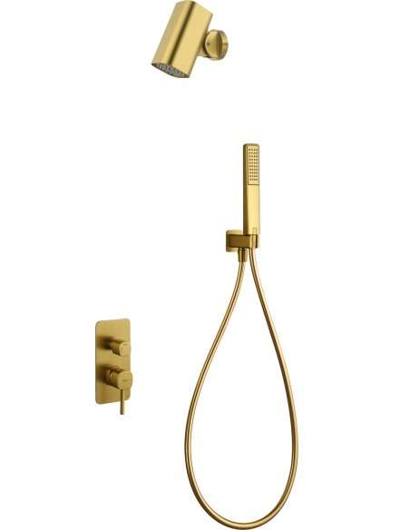 CONJUNTO DUCHA MONOMANDO EMPOTRADO TOSCANA CON ROCIADOR TUBE ORO CEPILLADO GPT064-T/OC
