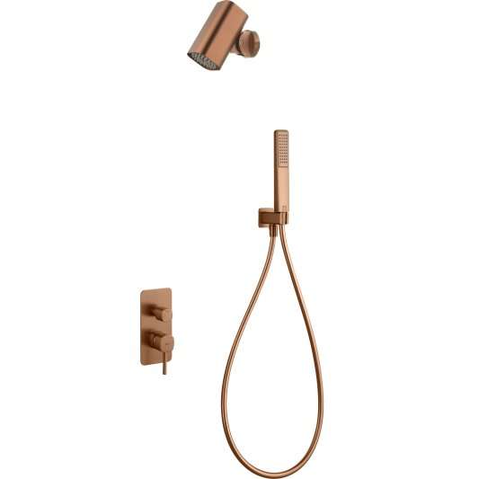 CONJUNTO DUCHA MONOMANDO EMPOTRADO TOSCANA CON ROCIADOR TUBE ORO ROSA CEPILLADO GPT064-T/ORC