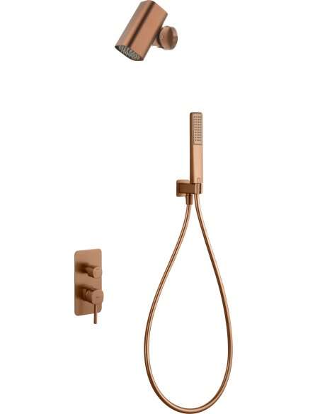CONJUNTO DUCHA MONOMANDO EMPOTRADO TOSCANA CON ROCIADOR TUBE ORO ROSA CEPILLADO GPT064-T/ORC