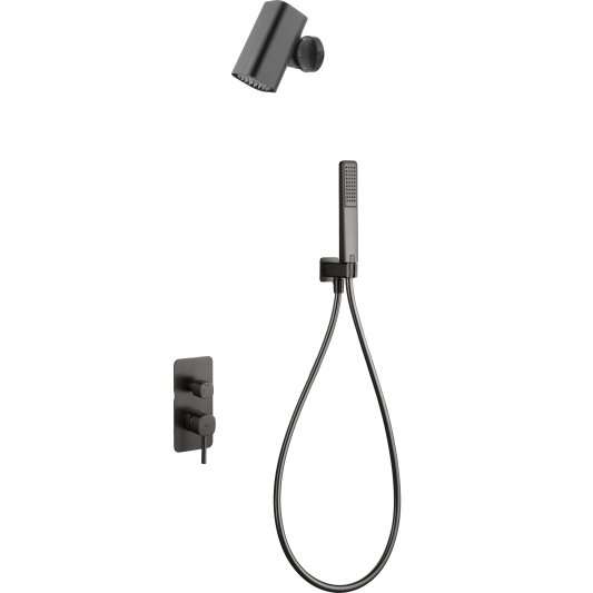 CONJUNTO DUCHA MONOMANDO EMPOTRADO TOSCANA CON ROCIADOR TUBE BLACK GUN METAL GPT064-T/BGM