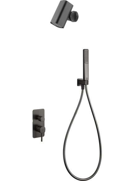 CONJUNTO DUCHA MONOMANDO EMPOTRADO TOSCANA CON ROCIADOR TUBE BLACK GUN METAL GPT064-T/BGM