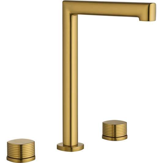 LAVABO BIMANDO SOBRENCIMERA CAÑO ALTO FIRENZE ORO CEPILLADO BAF065/OC