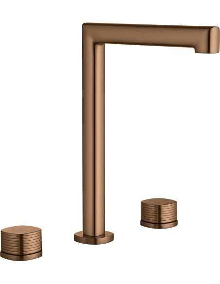 LAVABO BIMANDO SOBRENCIMERA CAÑO ALTO FIRENZE ORO ROSA CEPILLADO BAF065/ORC