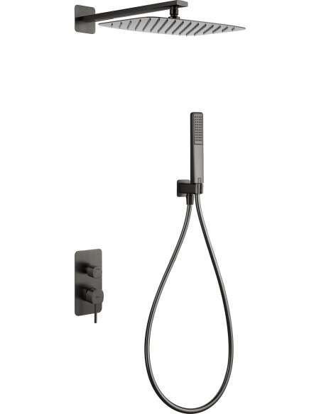 CONJUNTO DUCHA MONOMANDO EMPOTRADO FIRENZE BLACK GUN METAL GPF065/BGM