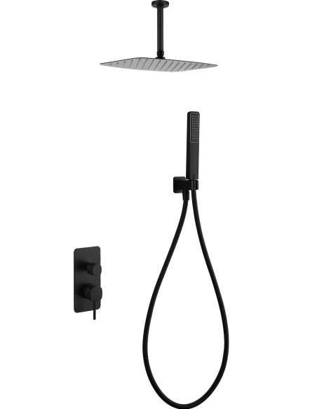 CONJUNTO DUCHA MONOMANDO EMPOTRADO SASSARI NEGRO MATE GPS069/NG