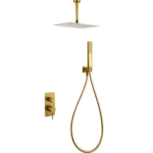 CONJUNTO DUCHA MONOMANDO EMPOTRADO SASSARI ORO CEPILLADO GPS069/OC