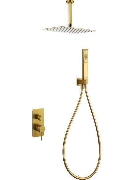 CONJUNTO DUCHA MONOMANDO EMPOTRADO SASSARI ORO CEPILLADO GPS069/OC