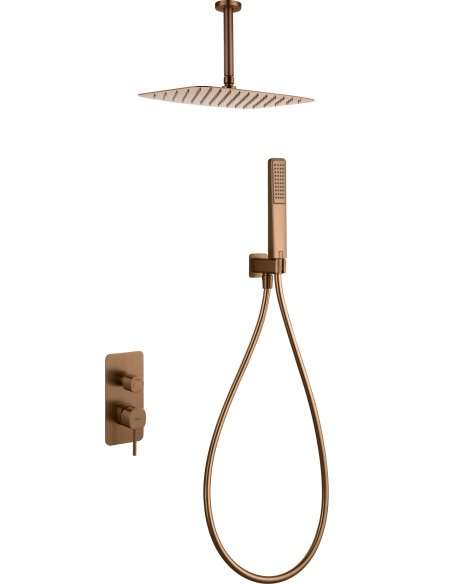 CONJUNTO DUCHA MONOMANDO EMPOTRADO SASSARI ORO ROSA CEPILLADO GPS069/ORC