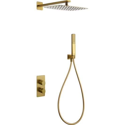 CONJUNTO DUCHA TERMOSTÁTICO EMPOTRADO FIRENZE ORO CEPILLADO GTF065/OC