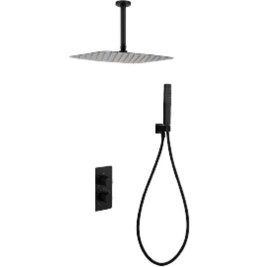 CONJUNTO DUCHA TERMOSTÁTICO EMPOTRADO SASSARI NEGRO MATE GTS069/NG