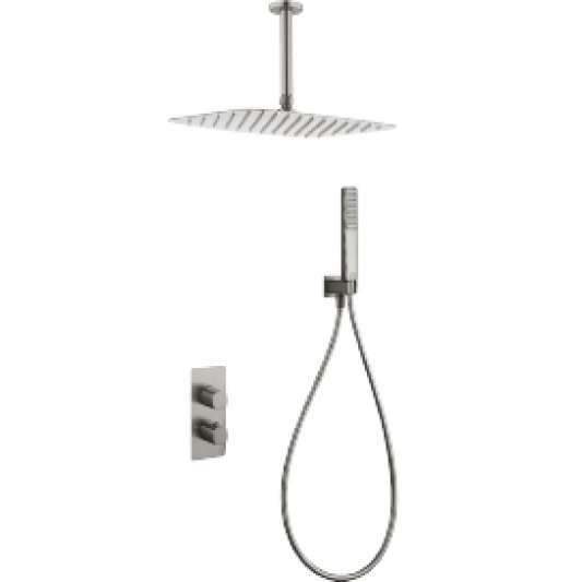 CONJUNTO DUCHA TERMOSTÁTICO EMPOTRADO SASSARI NÍQUEL CEPILLADO GTS069/NQ