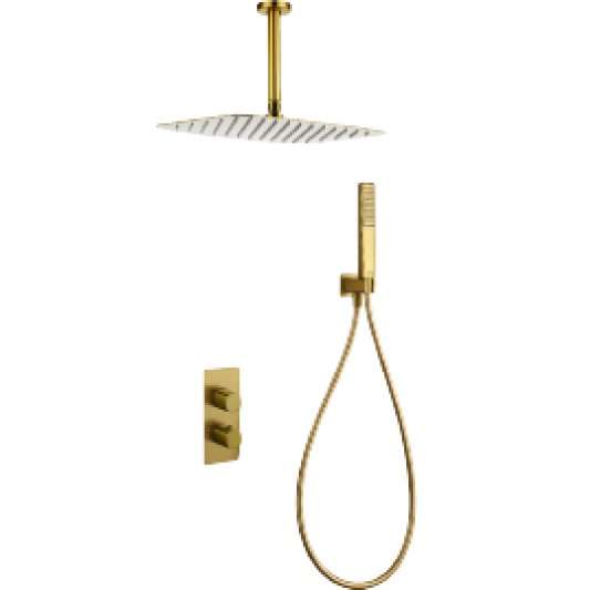CONJUNTO DUCHA TERMOSTÁTICO EMPOTRADO SASSARI ORO CEPILLADO GTS069/OC