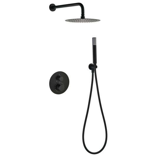 CONJUNTO DUCHA TERMOSTÁTICO EMPOTRADO BLESS NEGRO MATE GTB063/NG