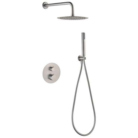 CONJUNTO DUCHA TERMOSTÁTICO EMPOTRADO BLESS NÍQUEL CEPILLADO GTB063/NQ