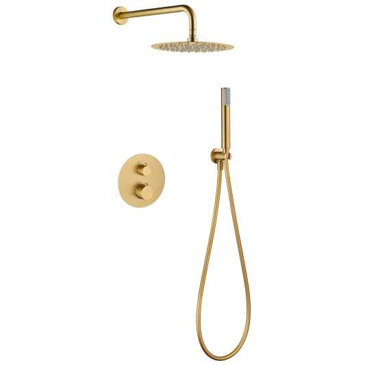CONJUNTO DUCHA TERMOSTÁTICO EMPOTRADO BLESS ORO CEPILLADO GTB063/OC