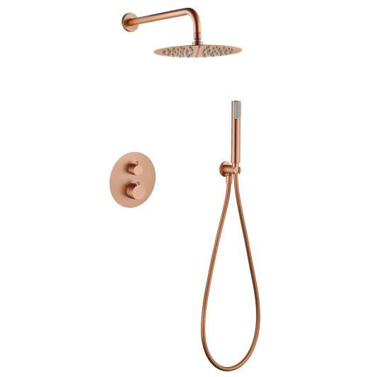 CONJUNTO DUCHA TERMOSTÁTICO EMPOTRADO BLESS ORO ROSA CEPILLADO GTB063/ORC