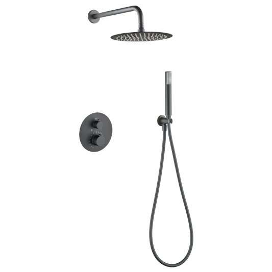 CONJUNTO DUCHA TERMOSTÁTICO EMPOTRADO BLESS BLACK GUN METAL GTB063/BGM