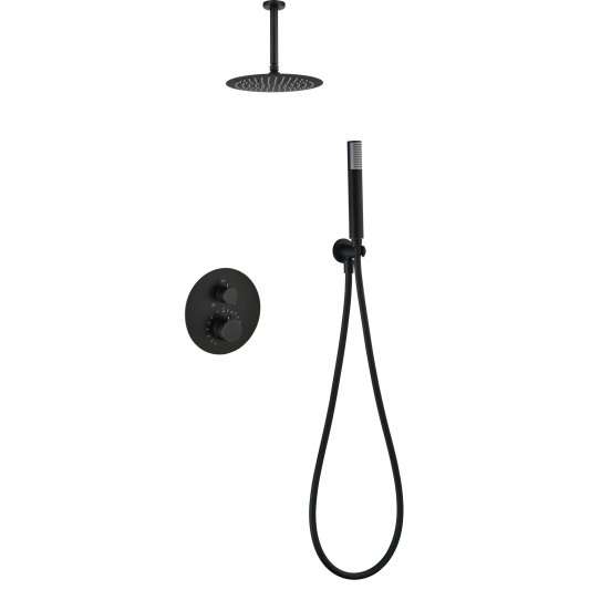 CONJUNTO DUCHA TERMOSTÁTICO EMPOTRADO PALAU NEGRO MATE GTP063/NG