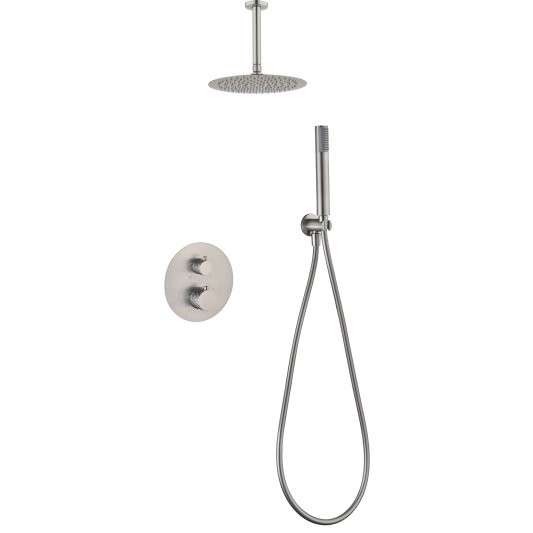 CONJUNTO DUCHA TERMOSTÁTICO EMPOTRADO PALAU NÍQUEL CEPILLADO GTP063/NQ