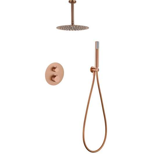 CONJUNTO DUCHA TERMOSTÁTICO EMPOTRADO PALAU ORO ROSA CEPILLADO GTP063/ORC