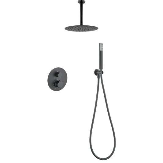 CONJUNTO DUCHA TERMOSTÁTICO EMPOTRADO PALAU BLACK GUN METAL GTP063/BGM