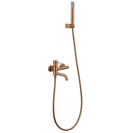KIT BAÑO/DUCHA MONOMANDO GENOVA ORO ROSA CEPILLADO BDG053-4ORC
