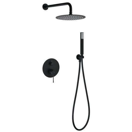 CONJUNTO DUCHA MONOMANDO EMPOTRADO GENOVA NEGRO MATE GPG053/NG