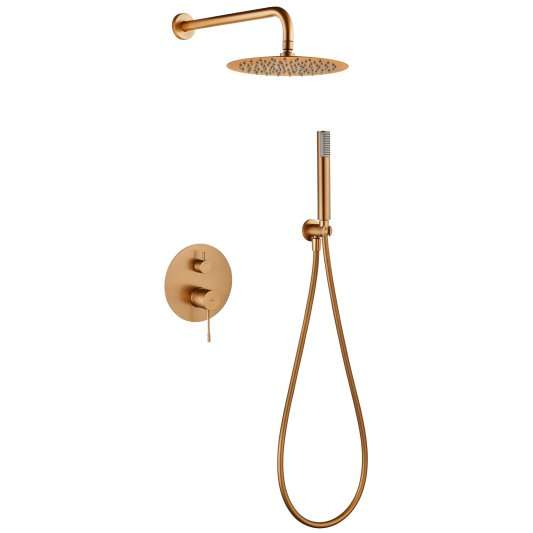 CONJUNTO DUCHA MONOMANDO EMPOTRADO GENOVA ORO ROSA CEPILLADO GPG053/ORC