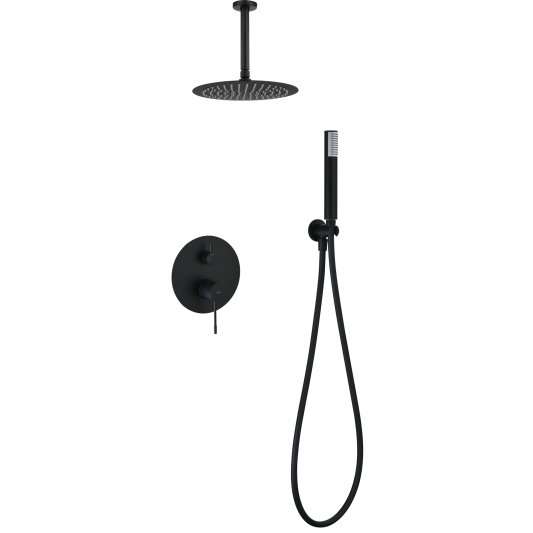 CONJUNTO DUCHA MONOMANDO EMPOTRADO PIAMONTE NEGRO MATE GPP059/NG