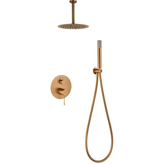CONJUNTO DUCHA MONOMANDO EMPOTRADO PIAMONTE ORO ROSA CEPILLADO GPP059/ORC