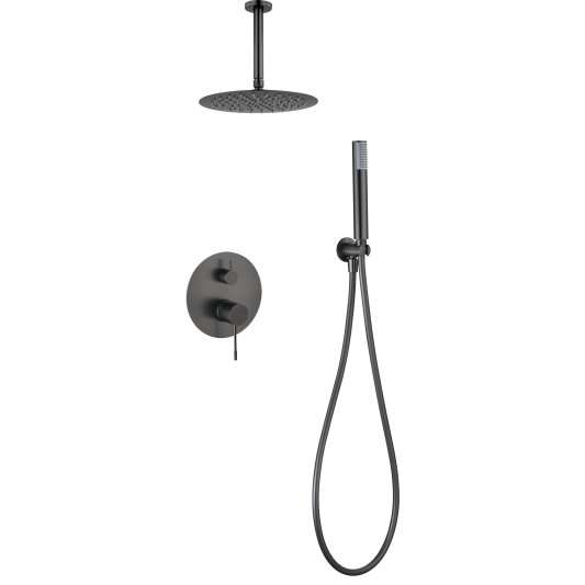 CONJUNTO DUCHA MONOMANDO EMPOTRADO PIAMONTE BLACK GUN METAL GPP059/BGM