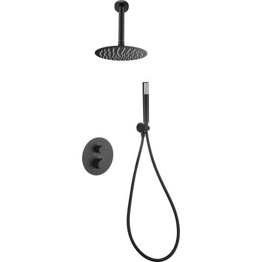 Conjunto ducha termostático empotrado Piamonte neg GTP059/NG