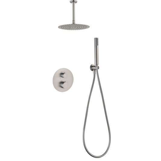 CONJUNTO DUCHA TERMOSTÁTICO EMPOTRADO PIAMONTE NÍQUEL CEPILLADO GTP059/NQ