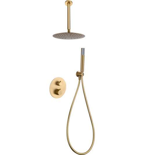 Conjunto ducha termostático empotrado Piamonte oro GTP059/OC