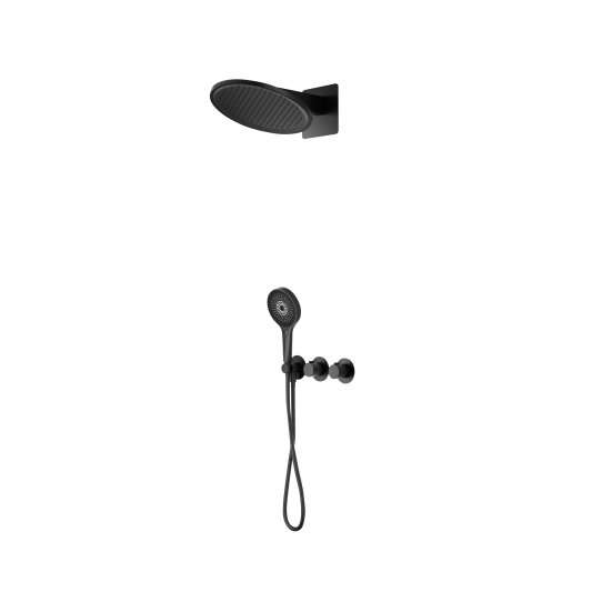 CONJUNTO DUCHA TERMOSTÁTICO EMPOTRADO BOLONIA NEGRO MATE GTB066/NG