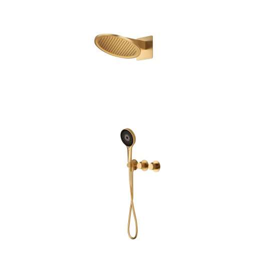 CONJUNTO DUCHA TERMOSTÁTICO EMPOTRADO BOLONIA ORO CEPILLADO GTB066/OC