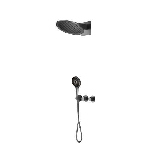 CONJUNTO DUCHA TERMOSTÁTICO EMPOTRADO BOLONIA BLACK GUN METAL GTB066/BGM