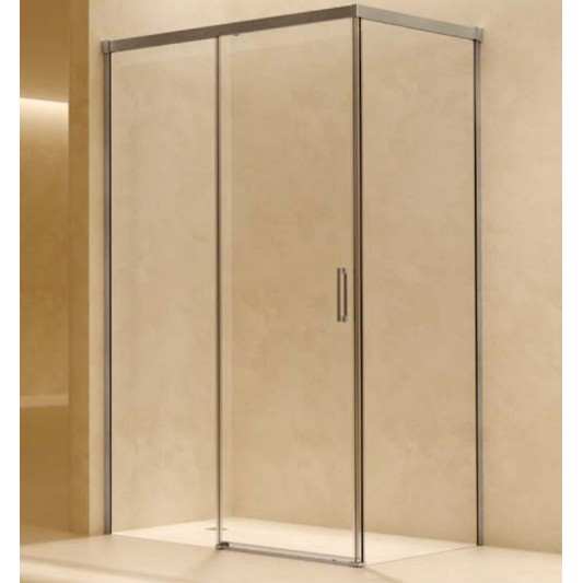 SBX_Imex Mampara de ducha frontal corredera Stylo Niquel Cepillado 1F+1C op.lateral fijo