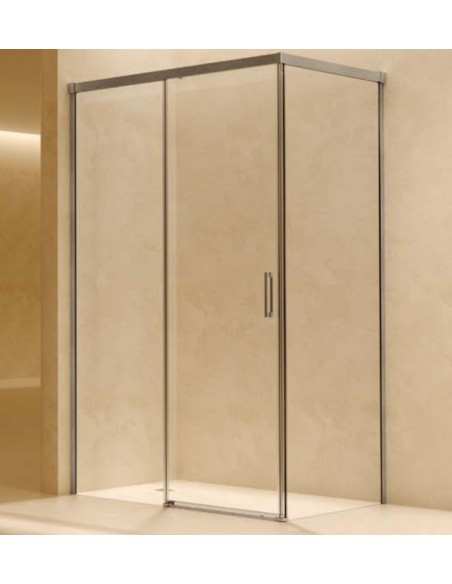 SBX_Imex Mampara de ducha frontal corredera Stylo Niquel Cepillado 1F+1C op.lateral fijo