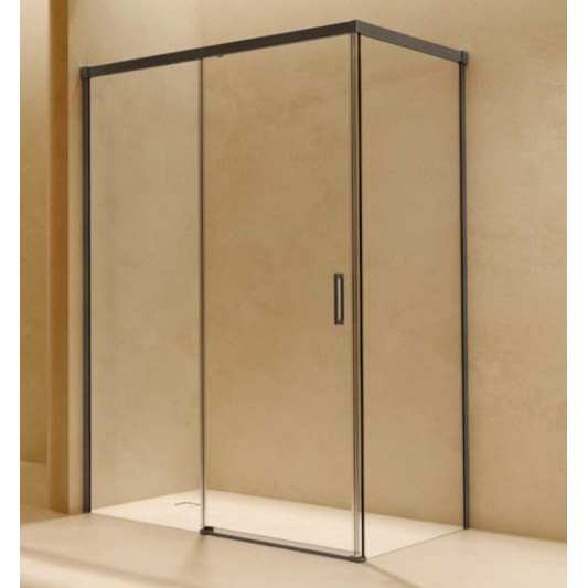 SBX_Imex Mampara de ducha frontal corredera Stylo Black Gun Metal 1F+1C op.lateral fijo 2
