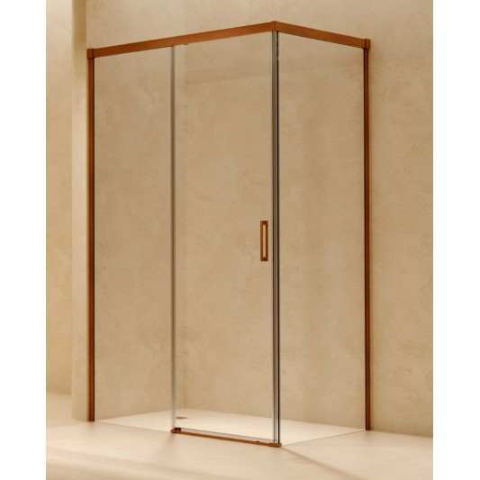 SBX_Imex Mampara de ducha frontal corredera Stylo Oro Rosa cepillado 1F+1C op.lateral fijo 2