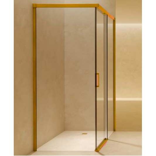 SBX_Imex Mampara de ducha frontal corredera Stylo Oro cepillado 1F+1C op.lateral fijo 2