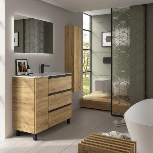 Mueble de Baño con patas BEQUIA PLUS METAL 3C + 1P Con Porcelana 110cm 2